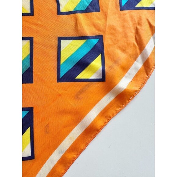 Vintage GIVENCHY Orange Geometric Print Silk Satin 30" x 30" Square Scarf - Picture 10 of 16